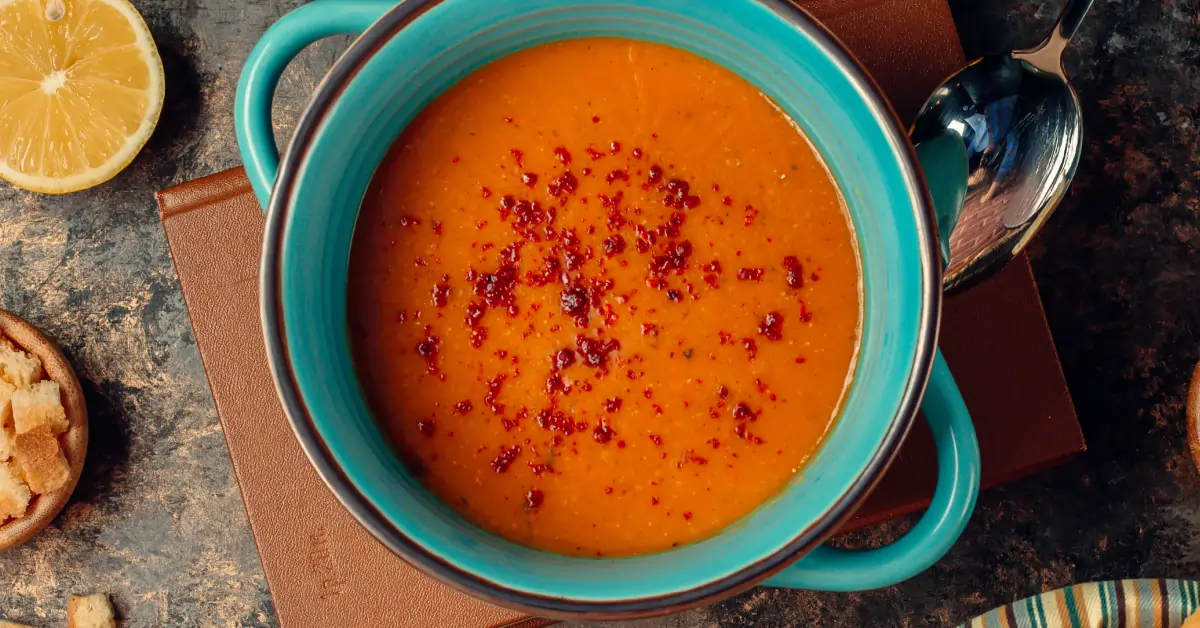 Delicious Roasted Red Pepper Gouda Soup in a Bowl