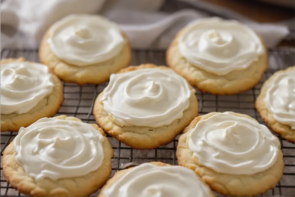 Freshly Baked Sour Cream Cookies on a Cooling Rack