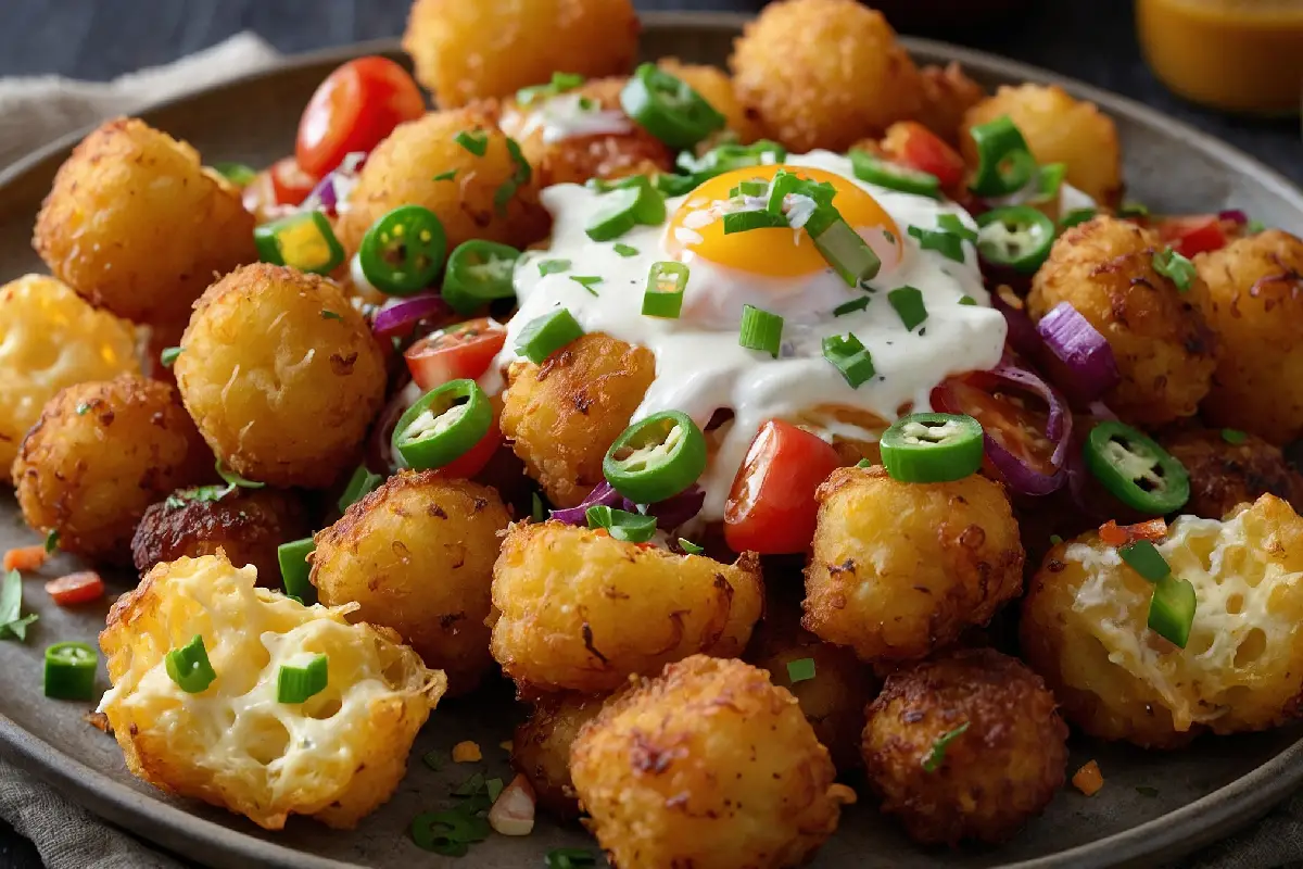 Crispy Tater Tot Nachos with Melty Cheese and Fresh Toppings