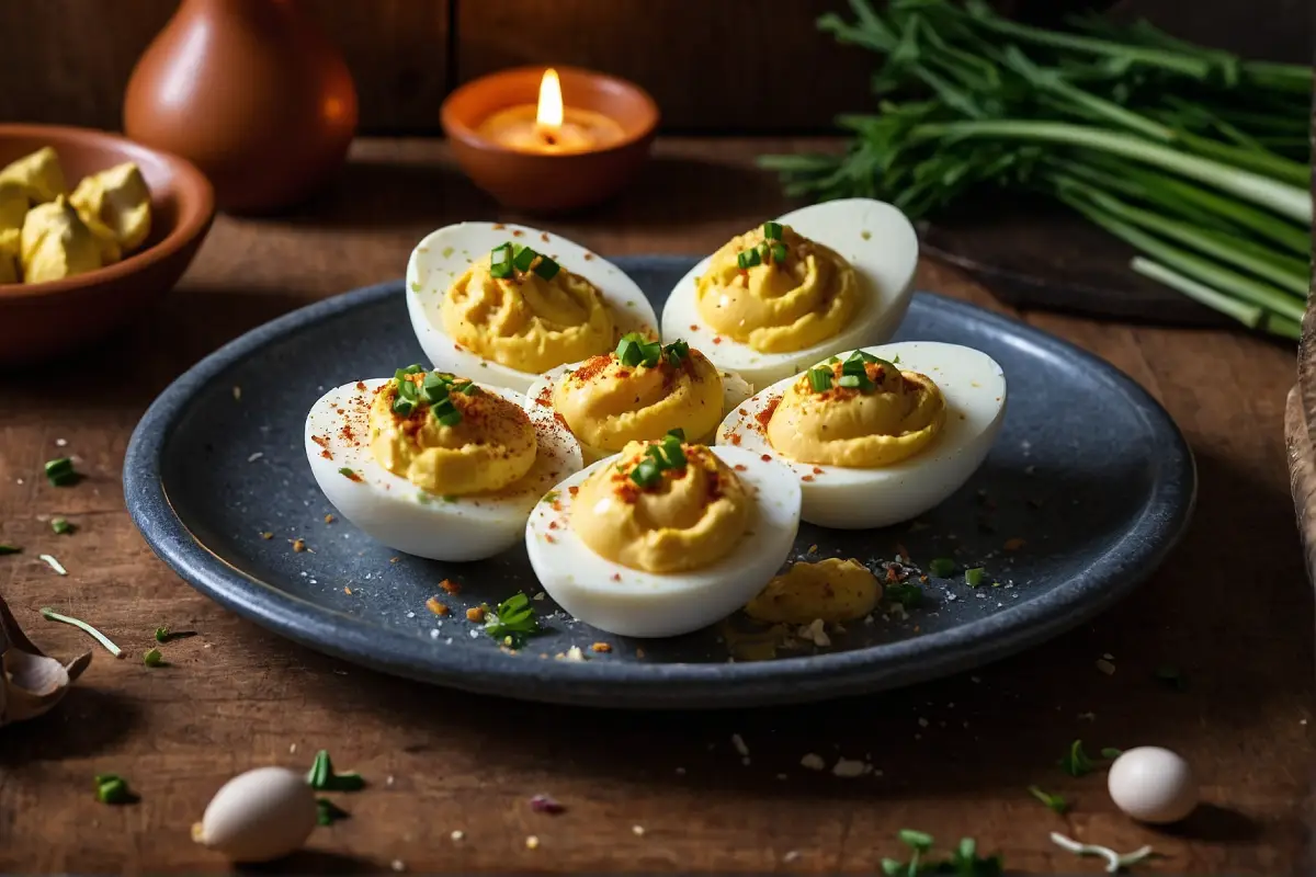Smoked Deviled Eggs on a Serving Platter
